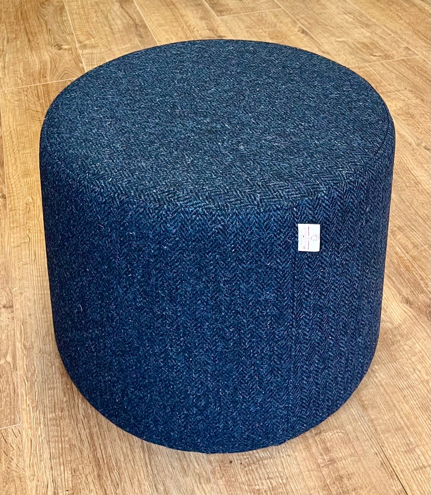 Navy Blue Herringbone Harris Tweed Floating Footstool