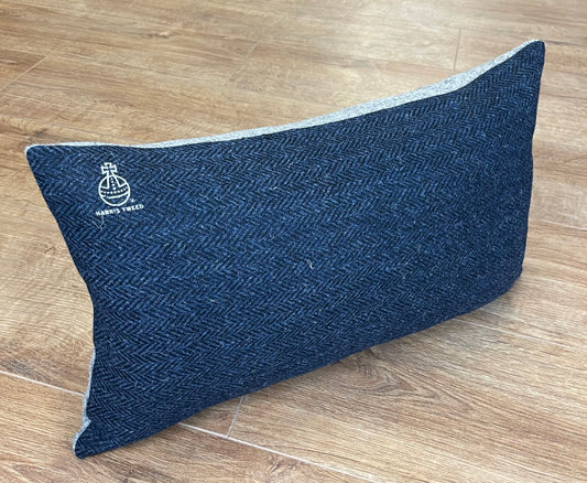Special Edition Navy and Grey Harris Tweed Orb Stamped Cushion