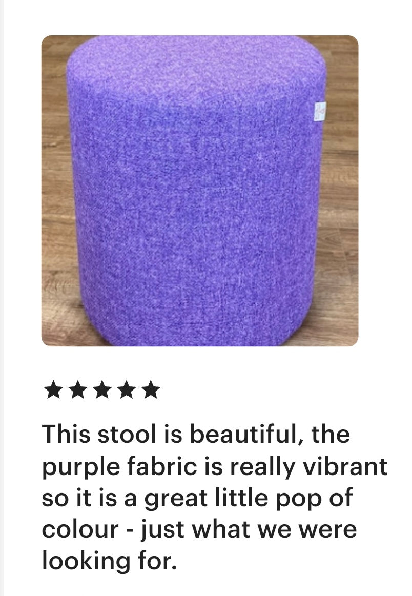 Large Purple Harris Tweed Chunky Stool / Footstool