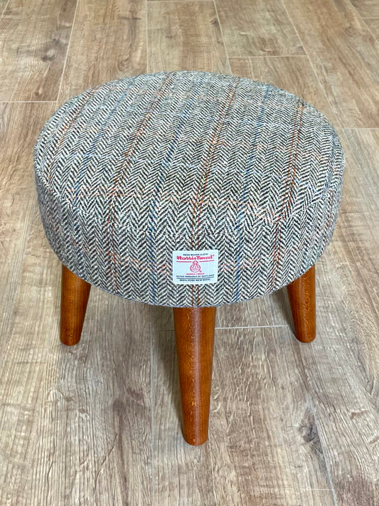 Harris Tweed Overcheck Herringbone Small Footstool