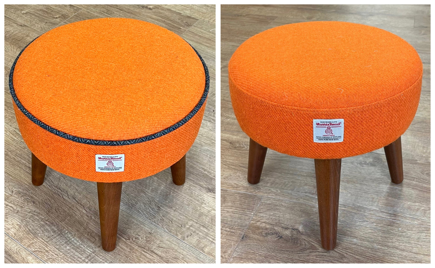 Small Orange Harris Tweed Footstool