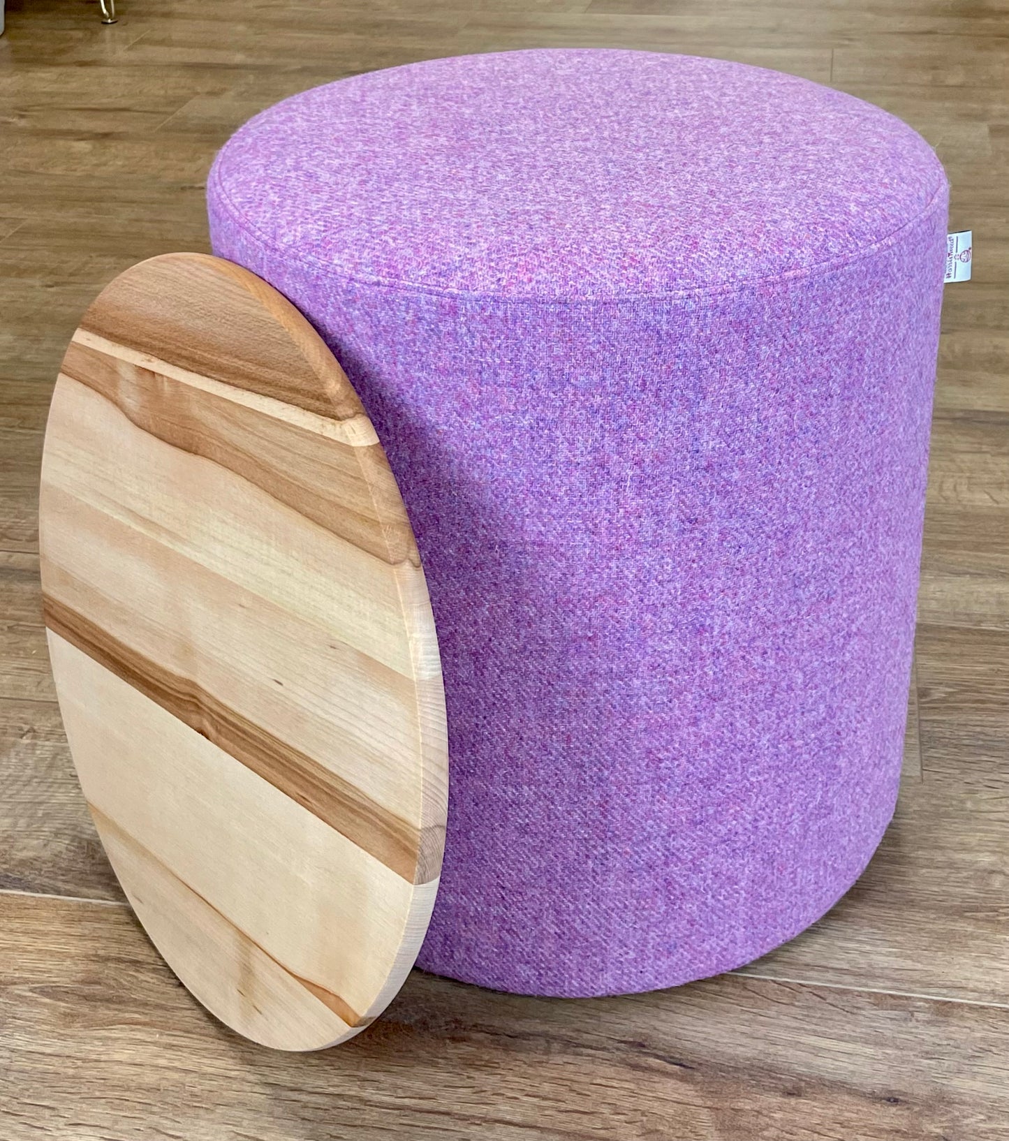 Pink Lilac Harris Tweed Chunky Footstool Table