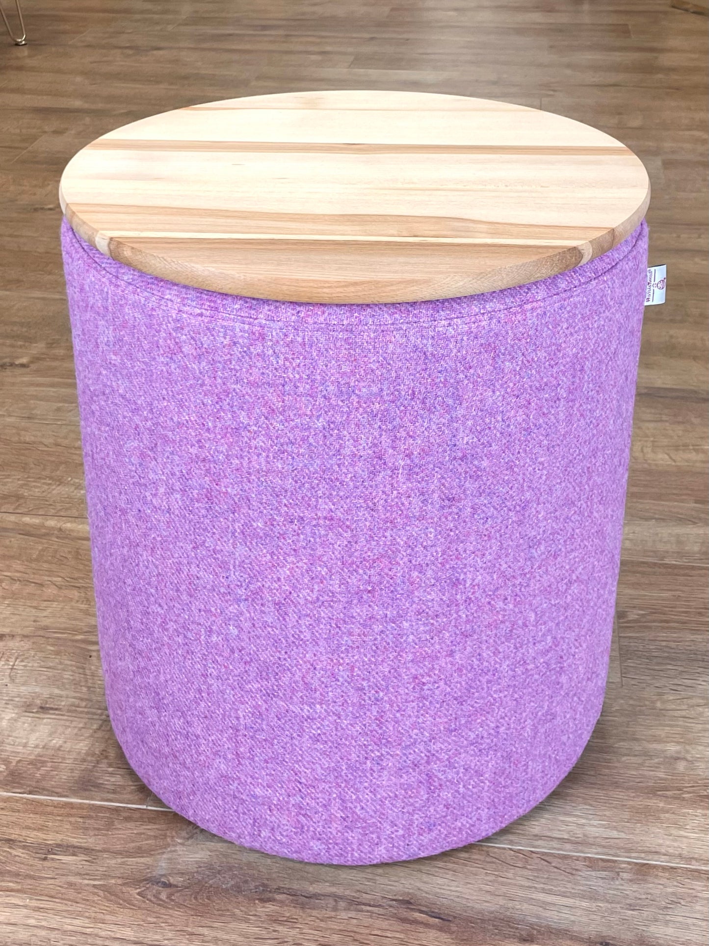 Pink Lilac Harris Tweed Chunky Footstool Table