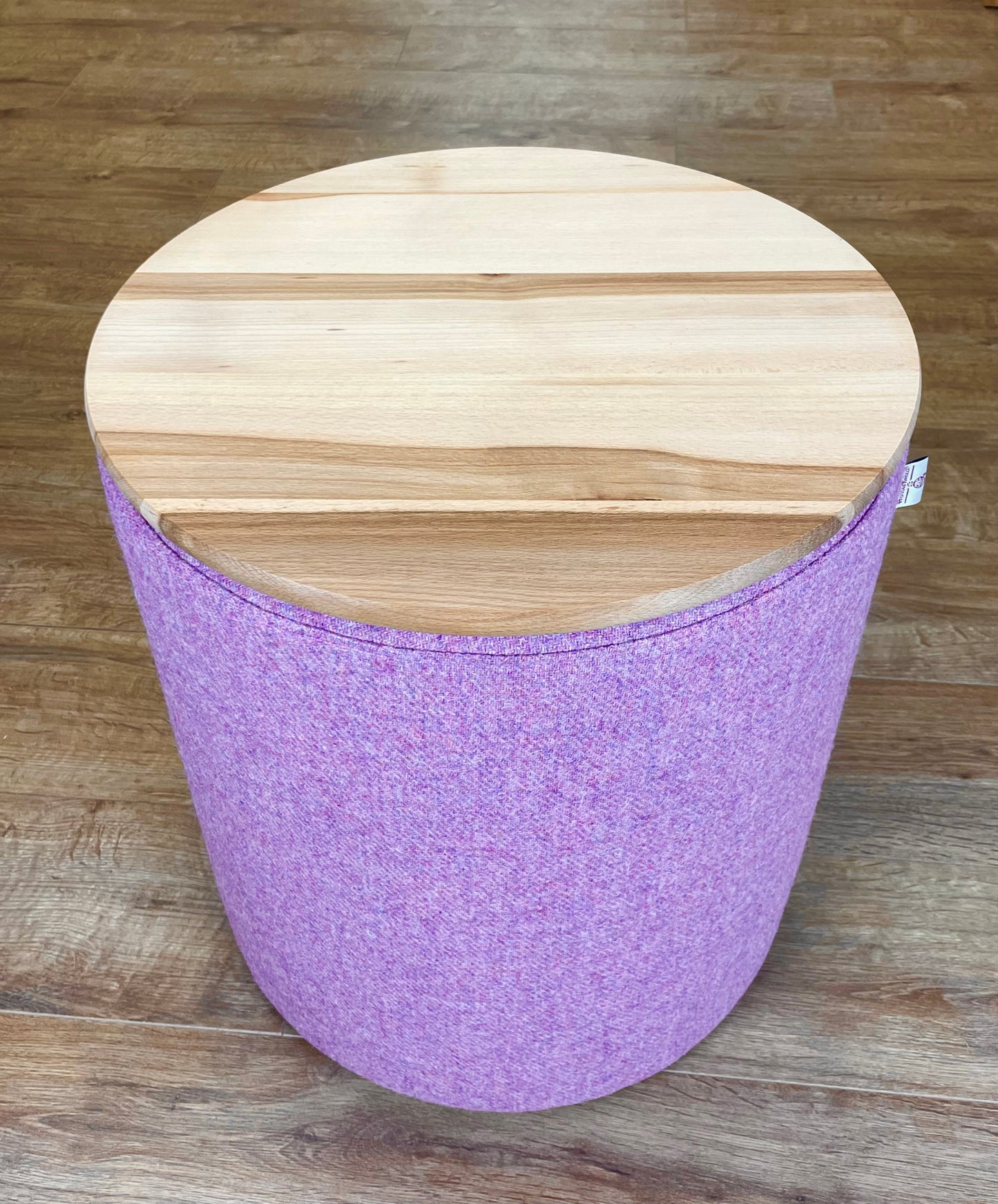 Pink Lilac Harris Tweed Chunky Footstool Table