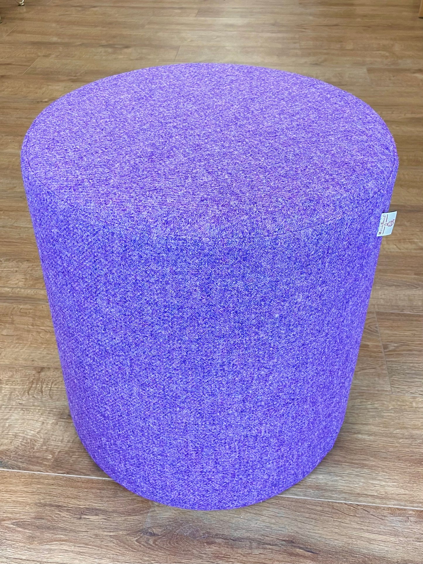 Large Purple Harris Tweed Chunky Stool / Footstool