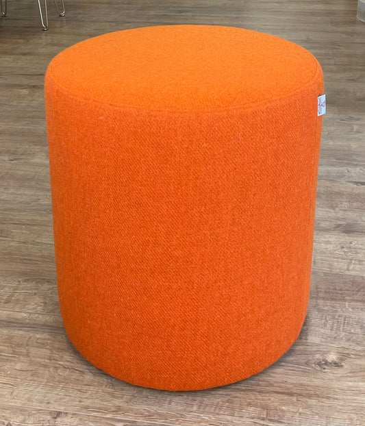 Large Orange Harris Tweed Chunky Stool / Footstool