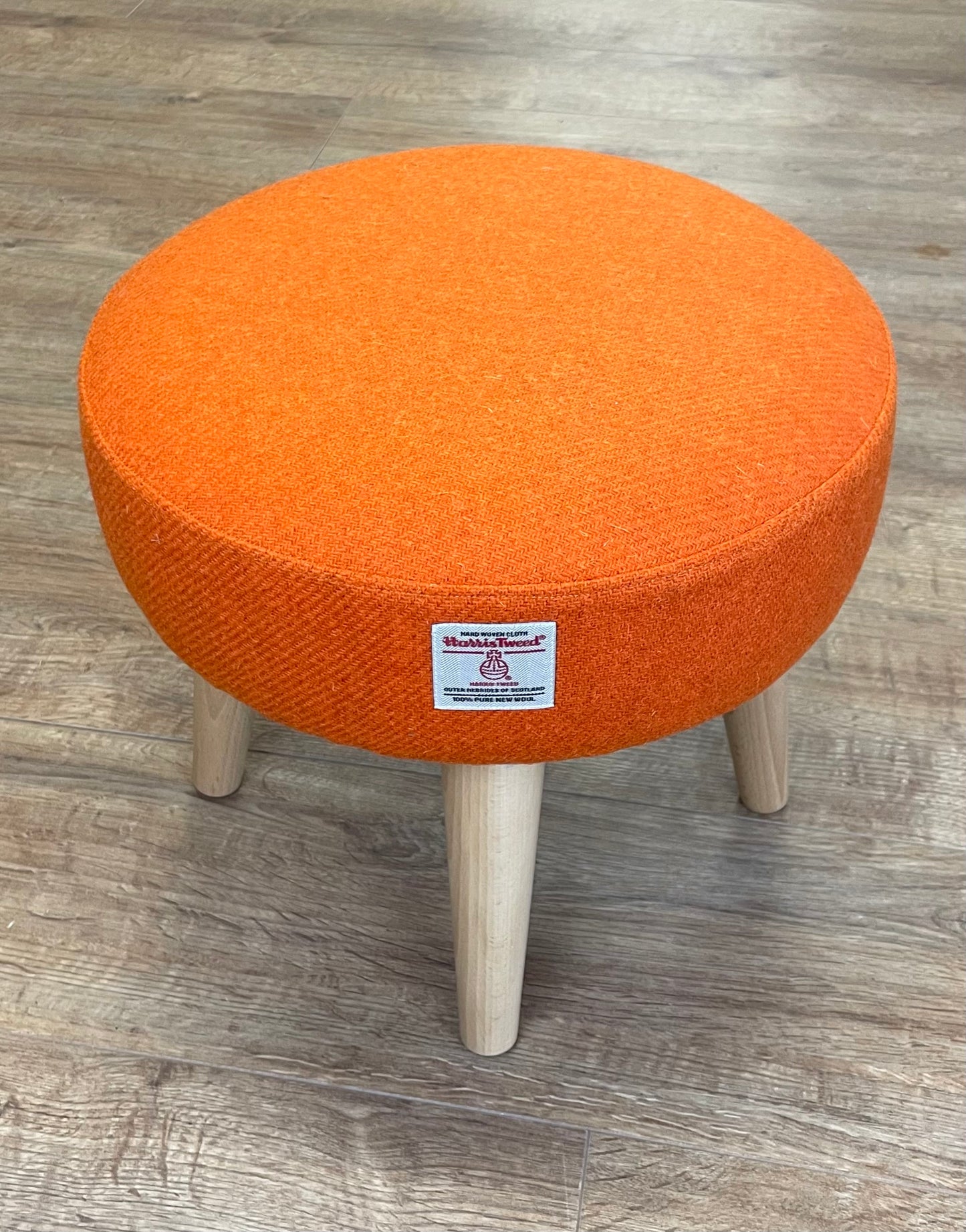 Small Orange Harris Tweed Footstool