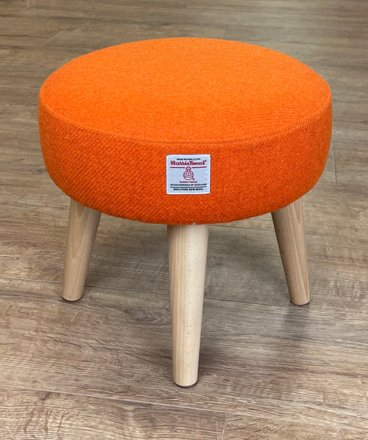 Small Orange Harris Tweed Footstool