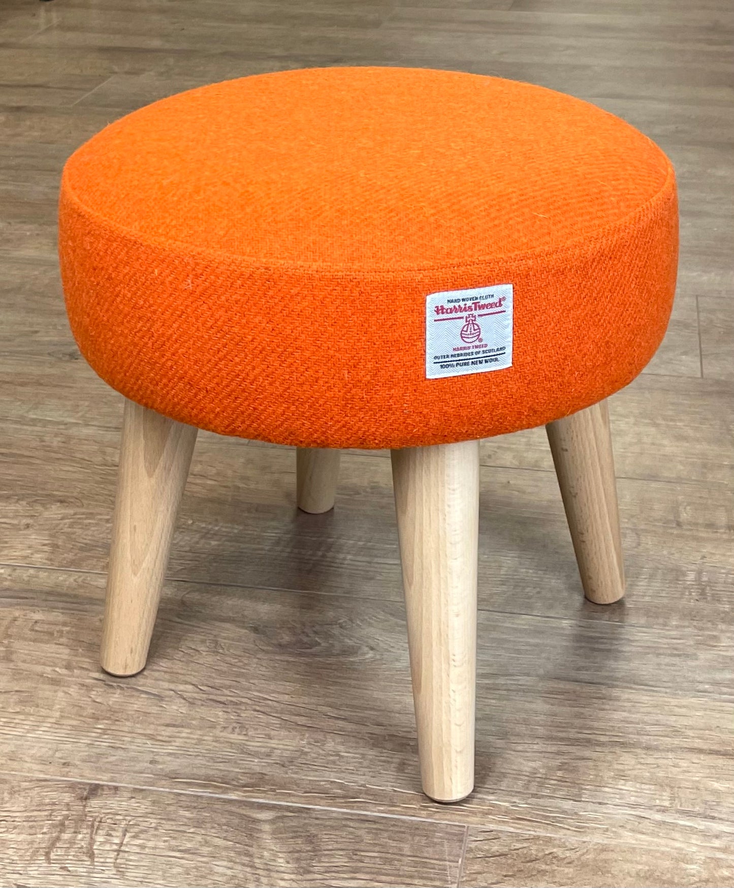 Small Orange Harris Tweed Footstool