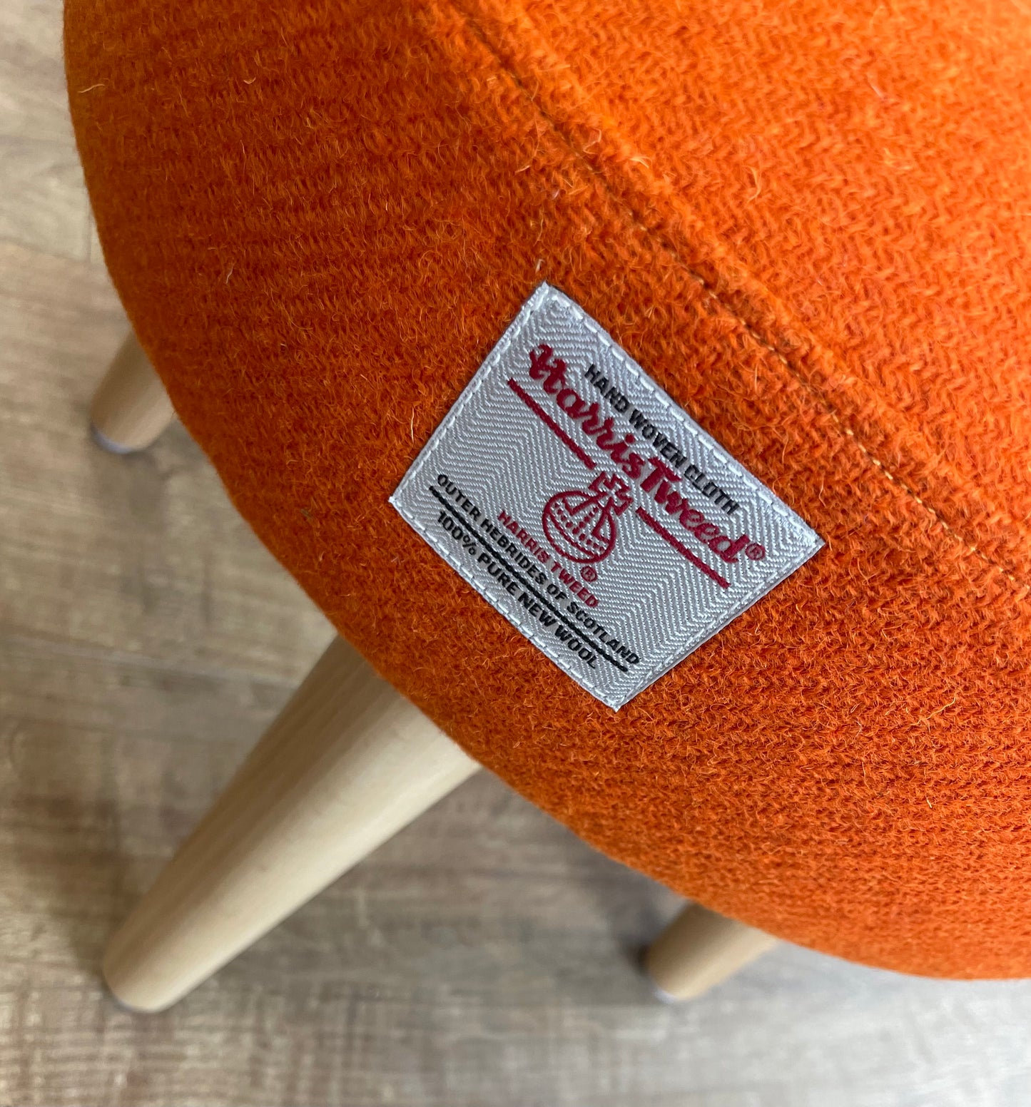 Small Orange Harris Tweed Footstool