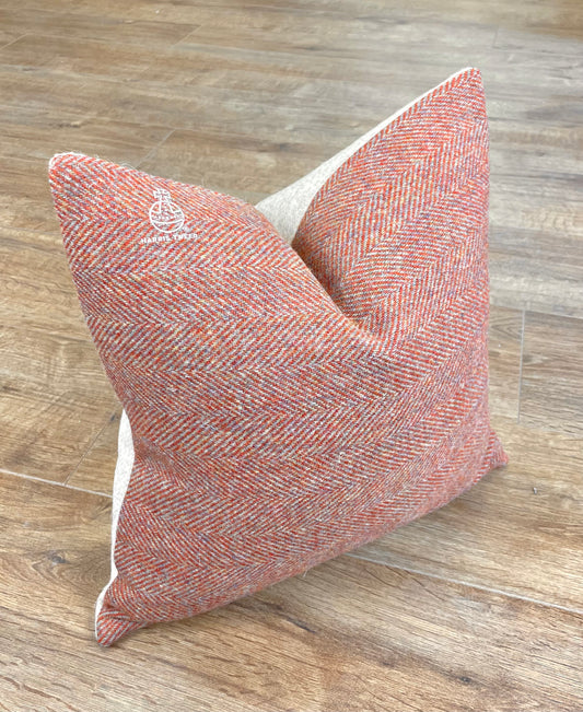 Special Edition Harris Tweed Rust and Oatmeal Orb Cushion - 16"
