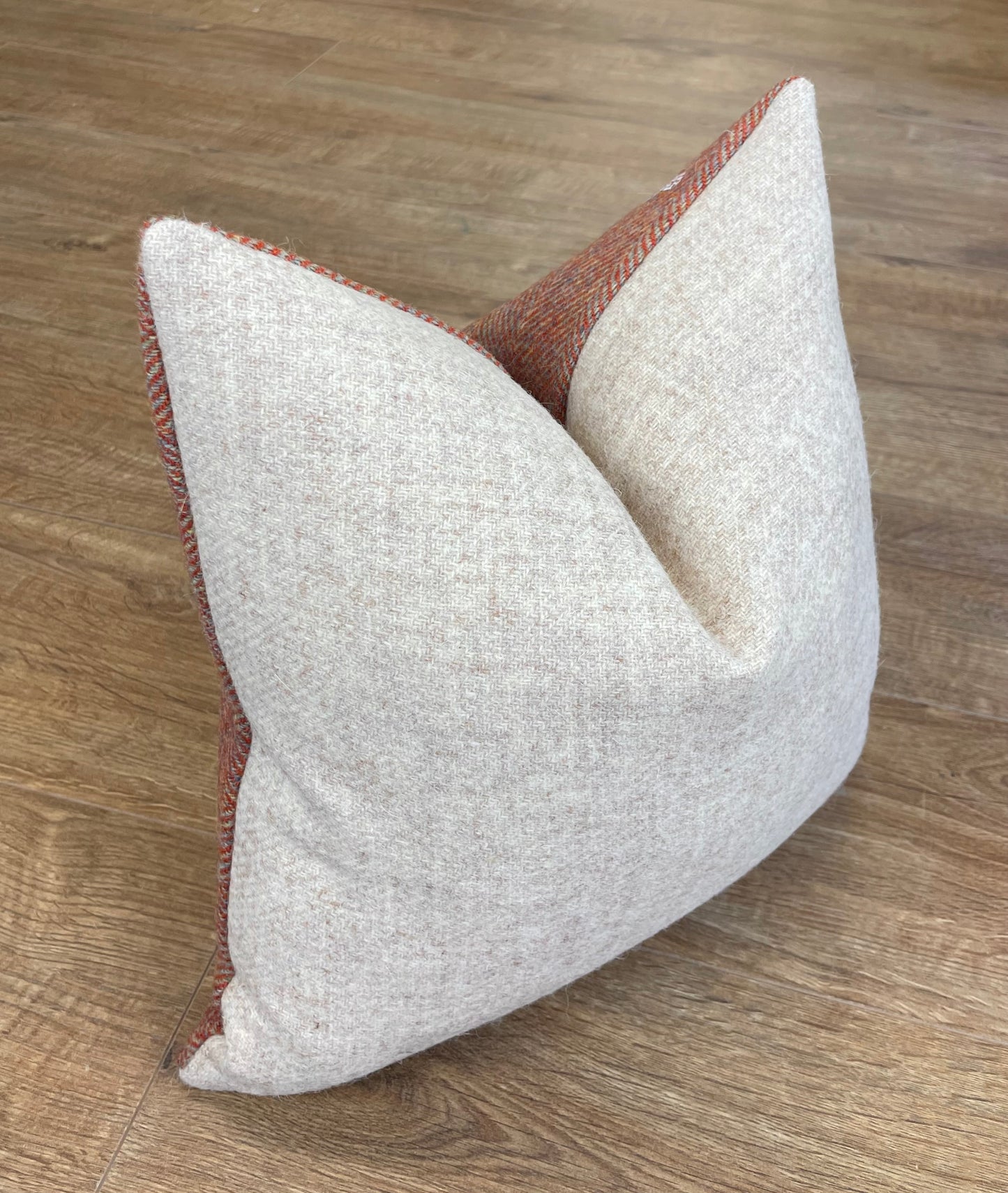 Special Edition Harris Tweed Rust and Oatmeal Orb Cushion - 16"