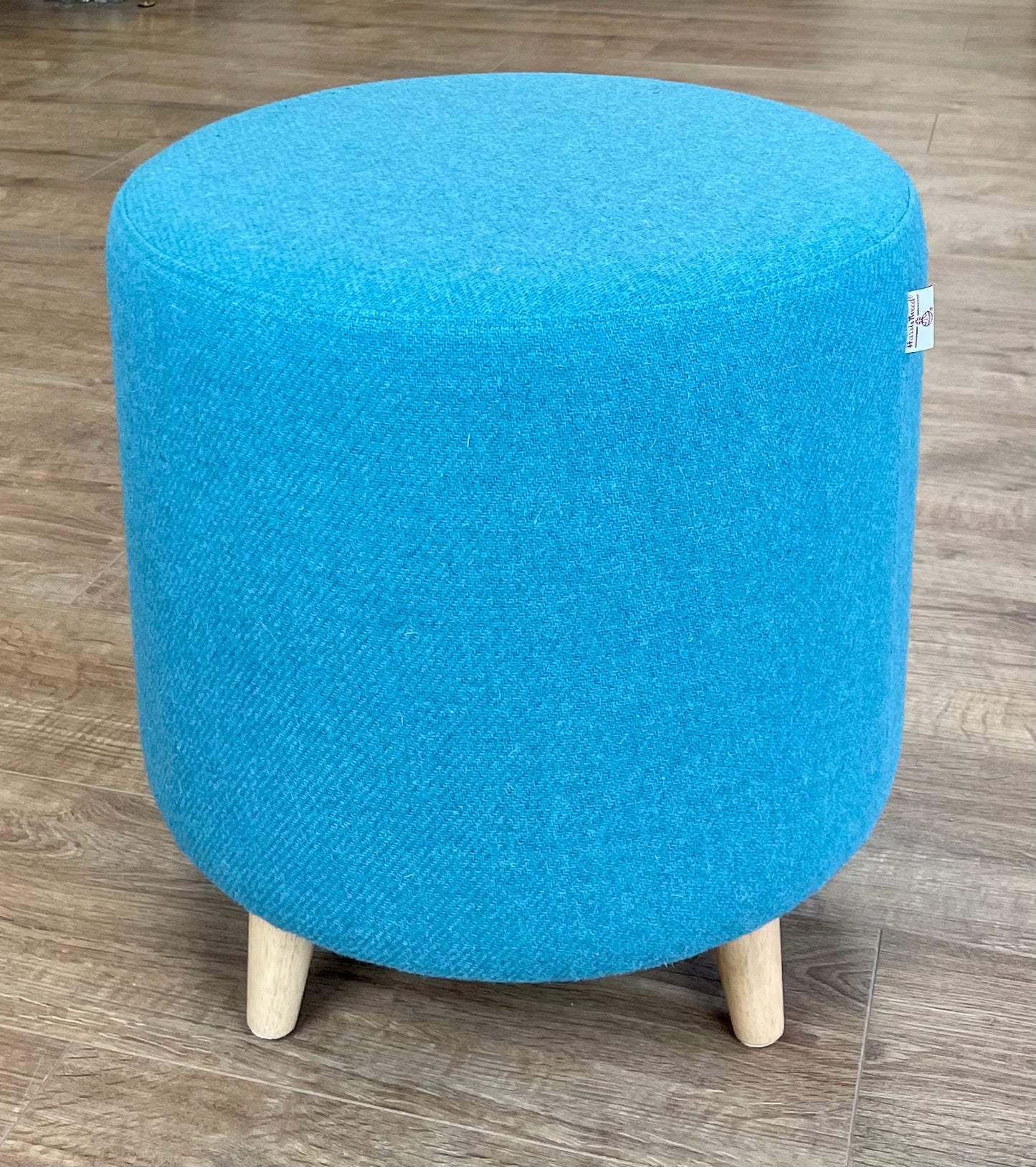 Turquoise Harris Tweed Chunky Footstool