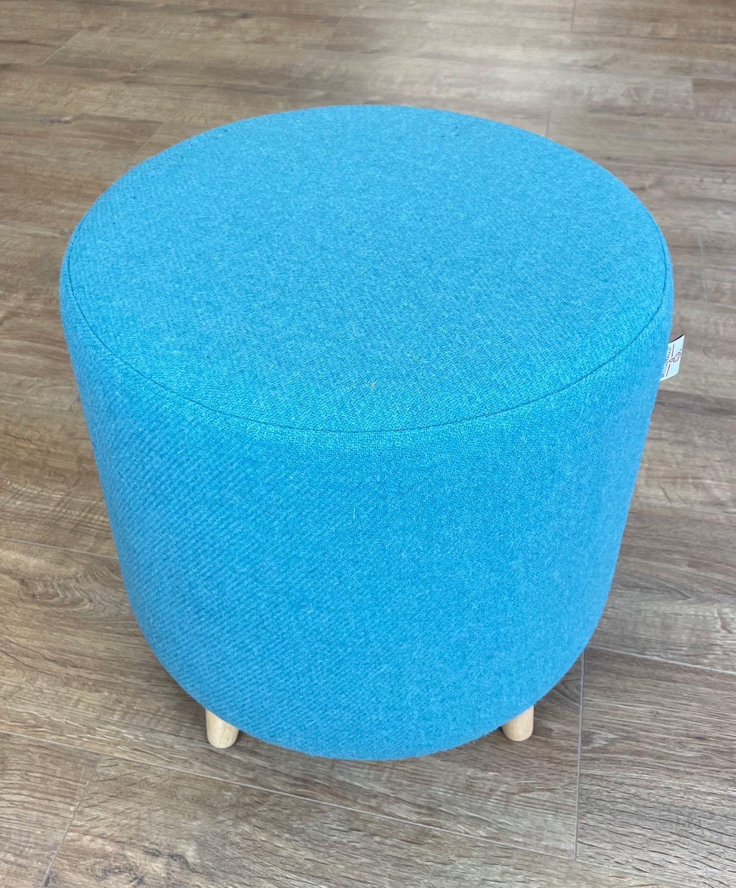 Turquoise Harris Tweed Chunky Footstool