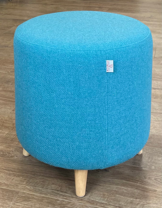 Turquoise Harris Tweed Chunky Footstool