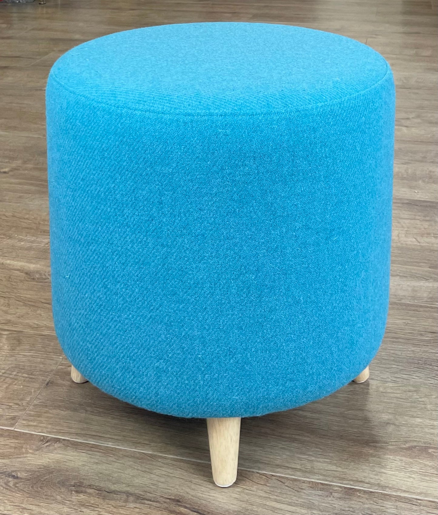 Turquoise Harris Tweed Chunky Footstool