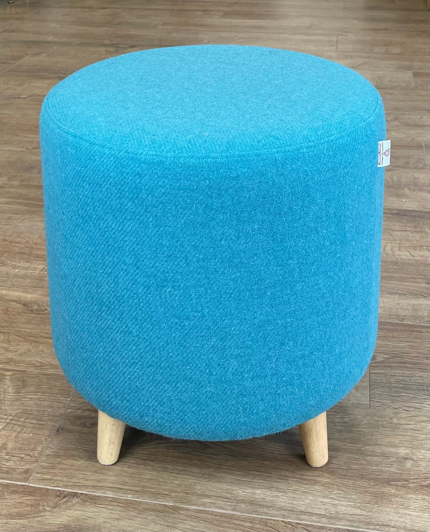 Turquoise Harris Tweed Chunky Footstool