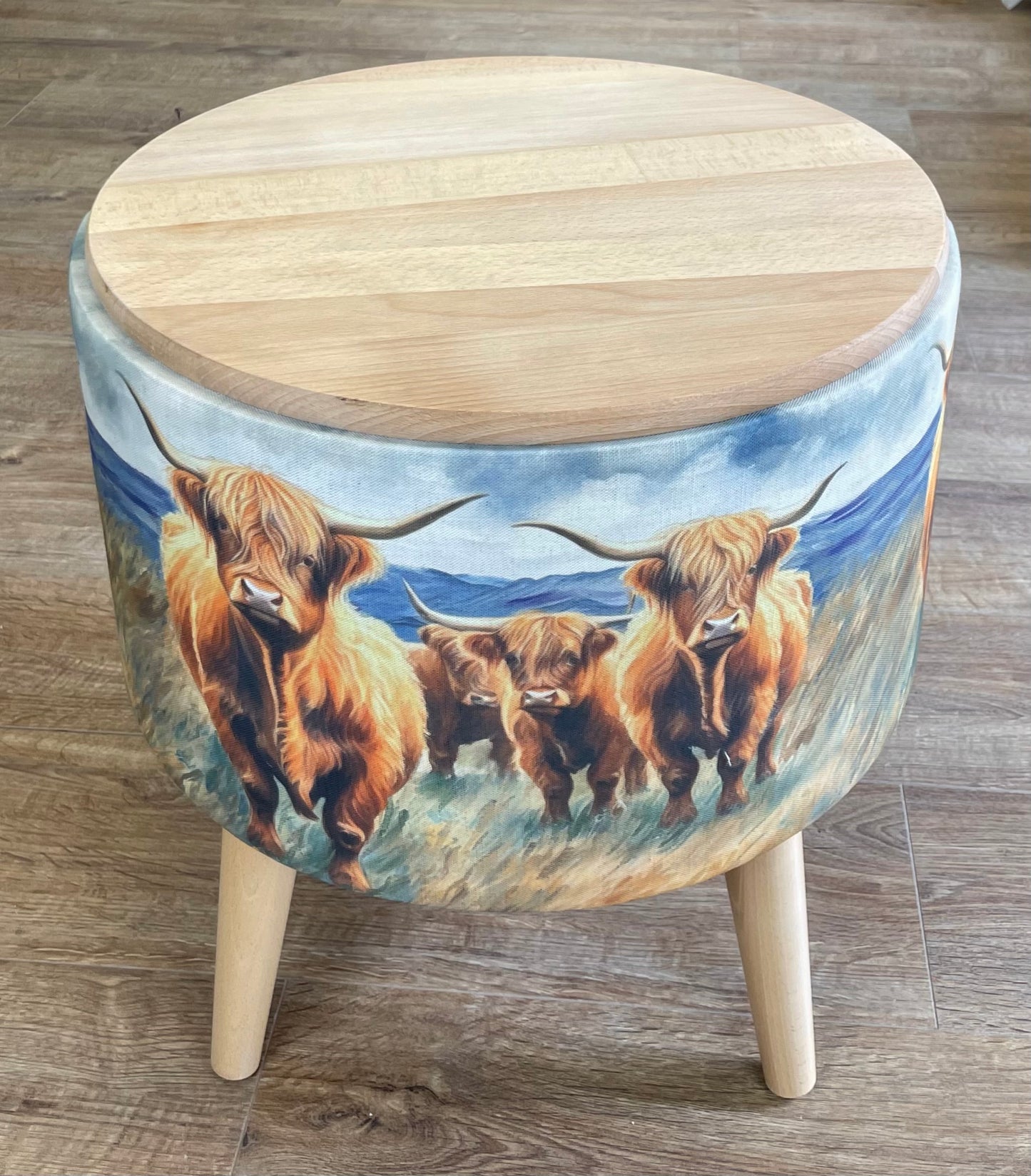 Highland Cows by the Sea End Table