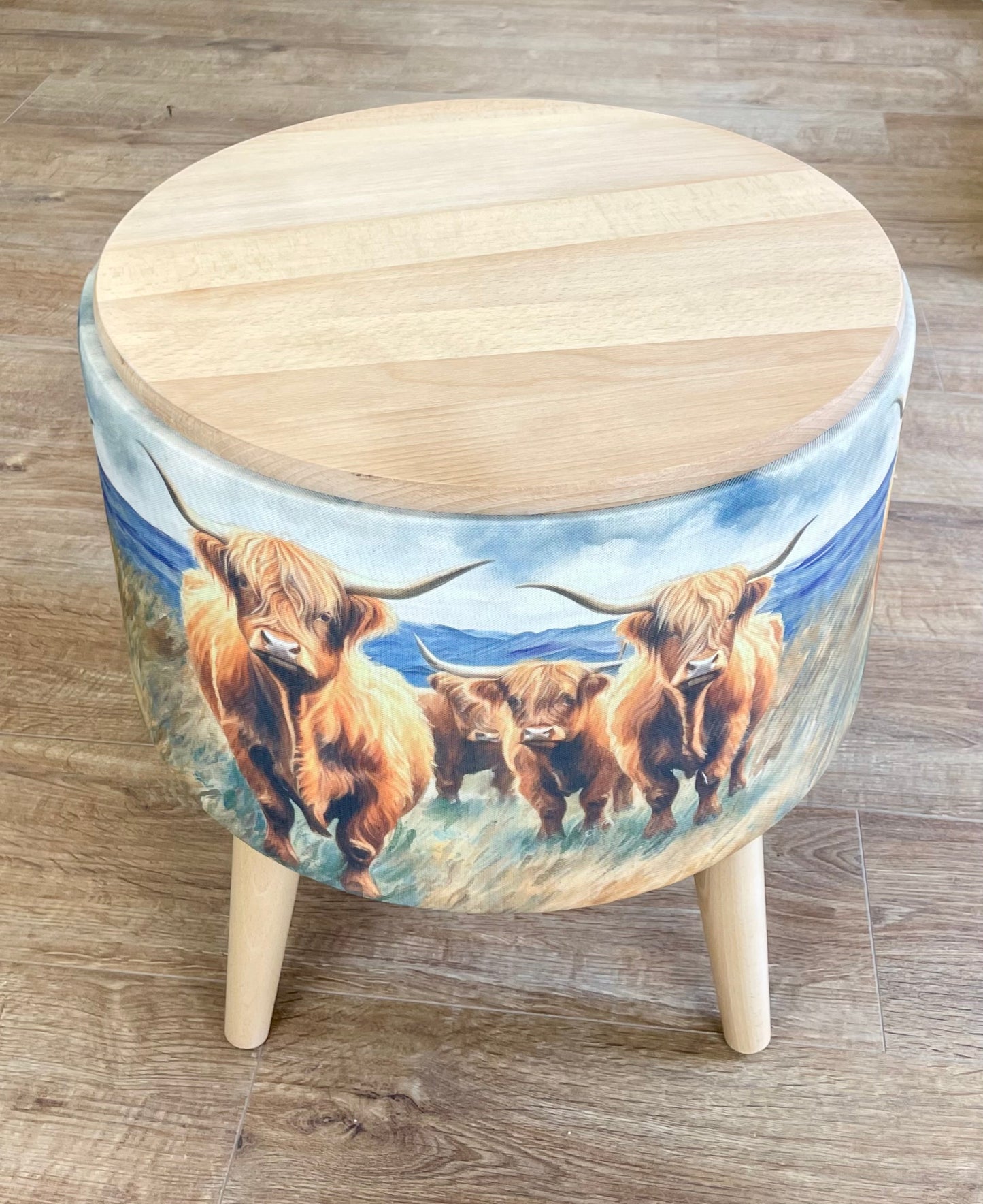 Highland Cows by the Sea End Table