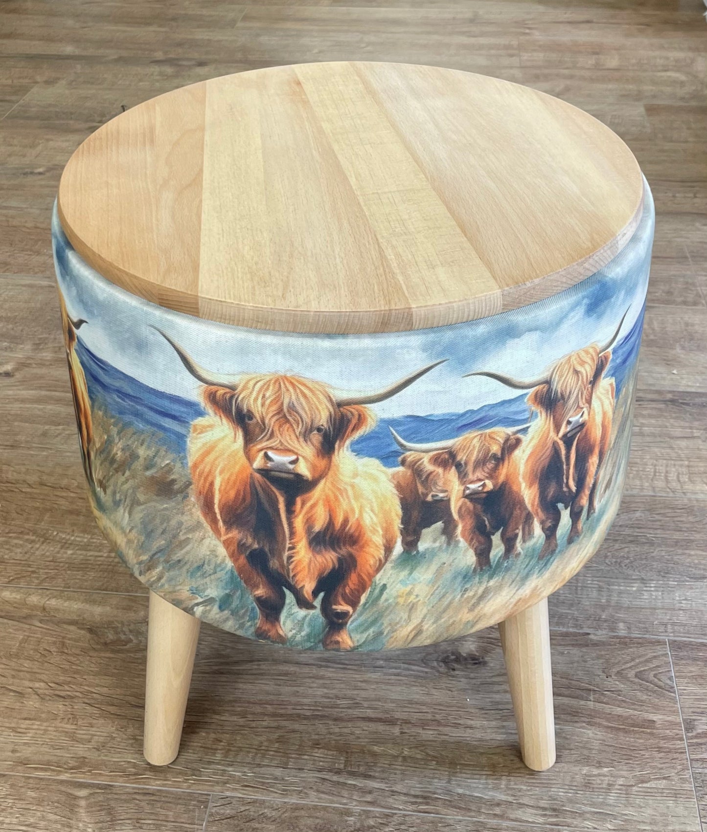 Highland Cows by the Sea End Table