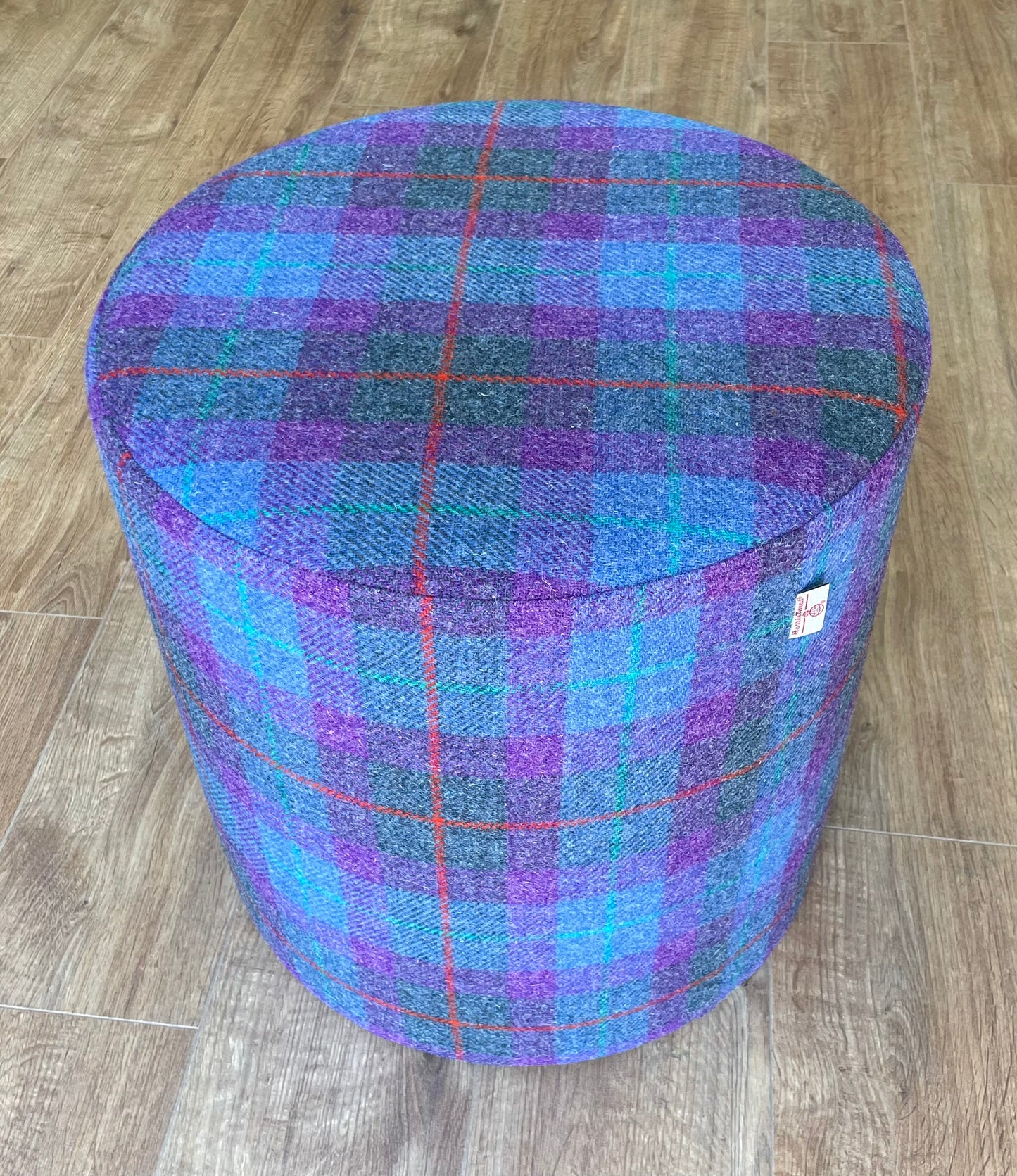 Purple Tartan Harris Tweed Large Chunky Stool / Footstool