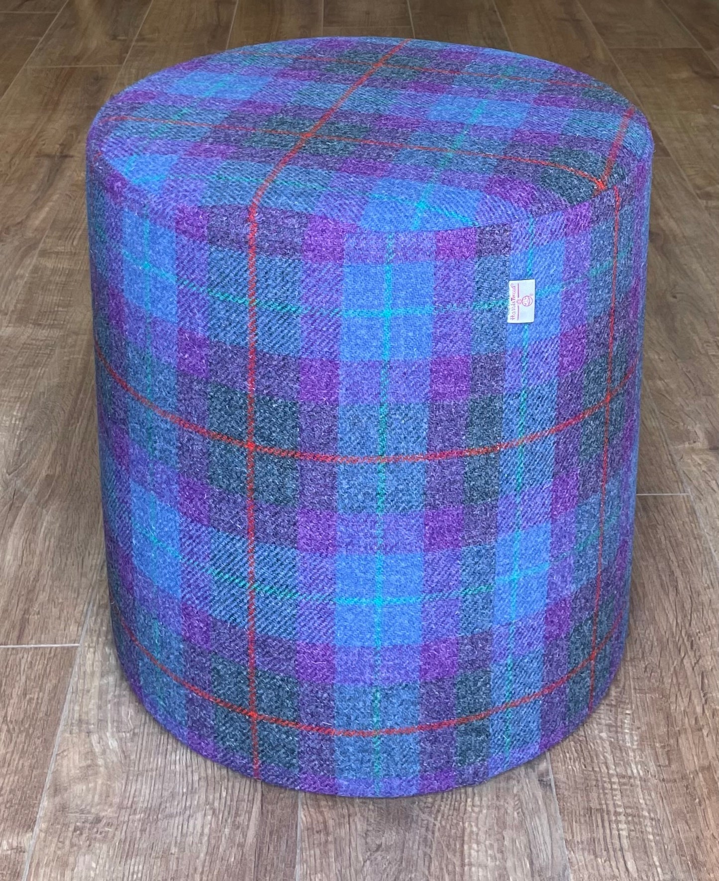 Purple Tartan Harris Tweed Large Chunky Stool / Footstool