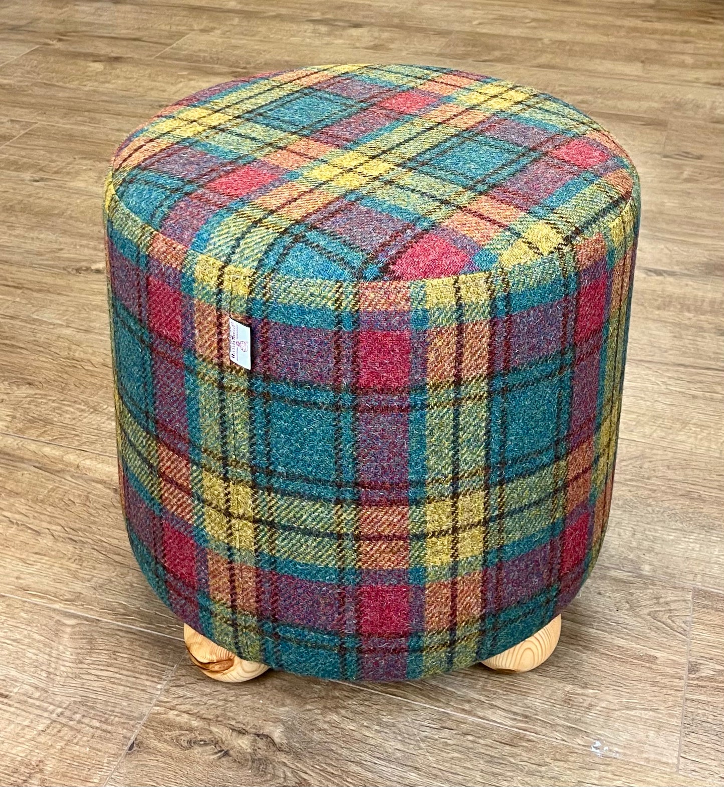 Tartan Harris Tweed Stumpy Footstool