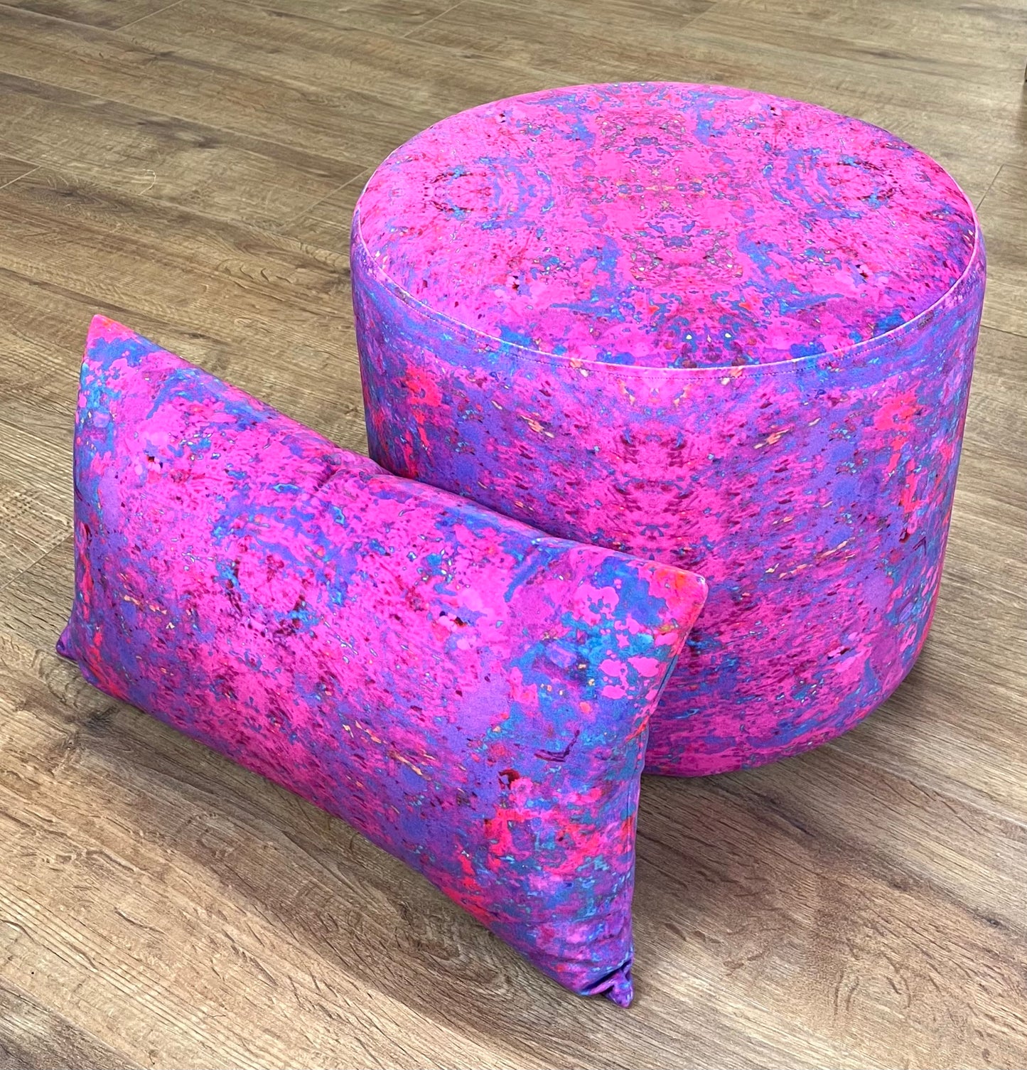 Pink Explosion Velvet Floating Footstool