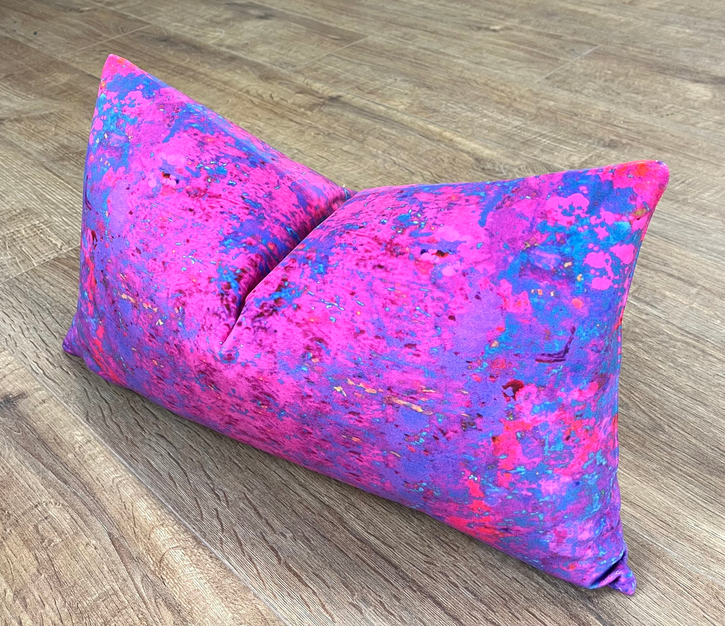 Pink Explosion Velvet Handmade Cushion 20"x12"