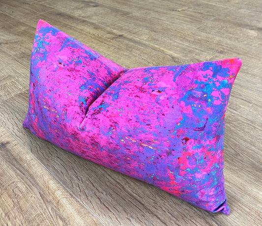 Pink Explosion Velvet Handmade Cushion 20"x12"