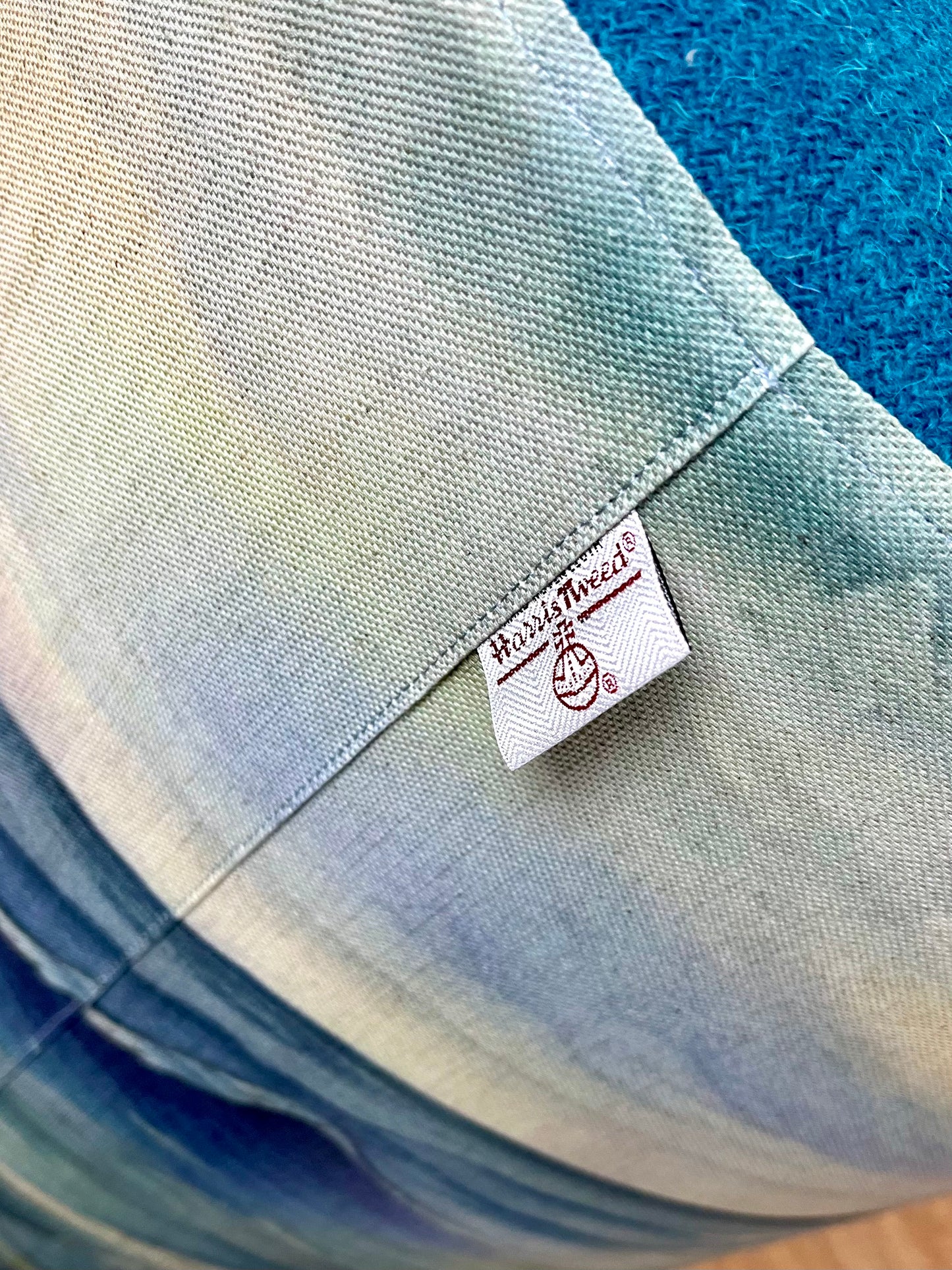 Stormy Sea and Teal Harris Tweed Large Chunky Stool