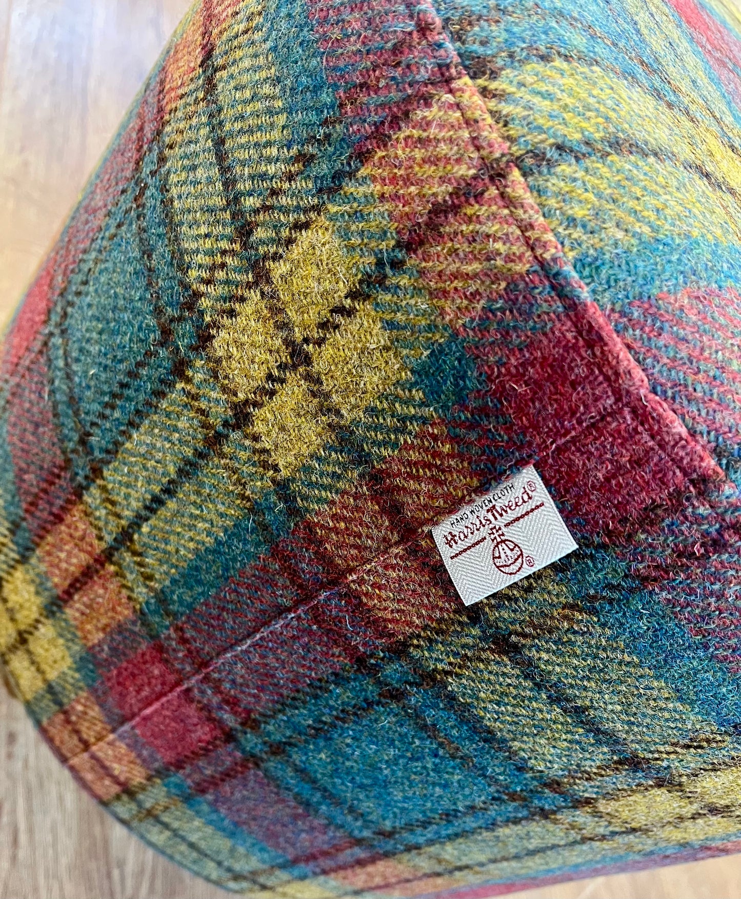 Green, Red & Mustard Tartan Harris Tweed Chunky Footstool