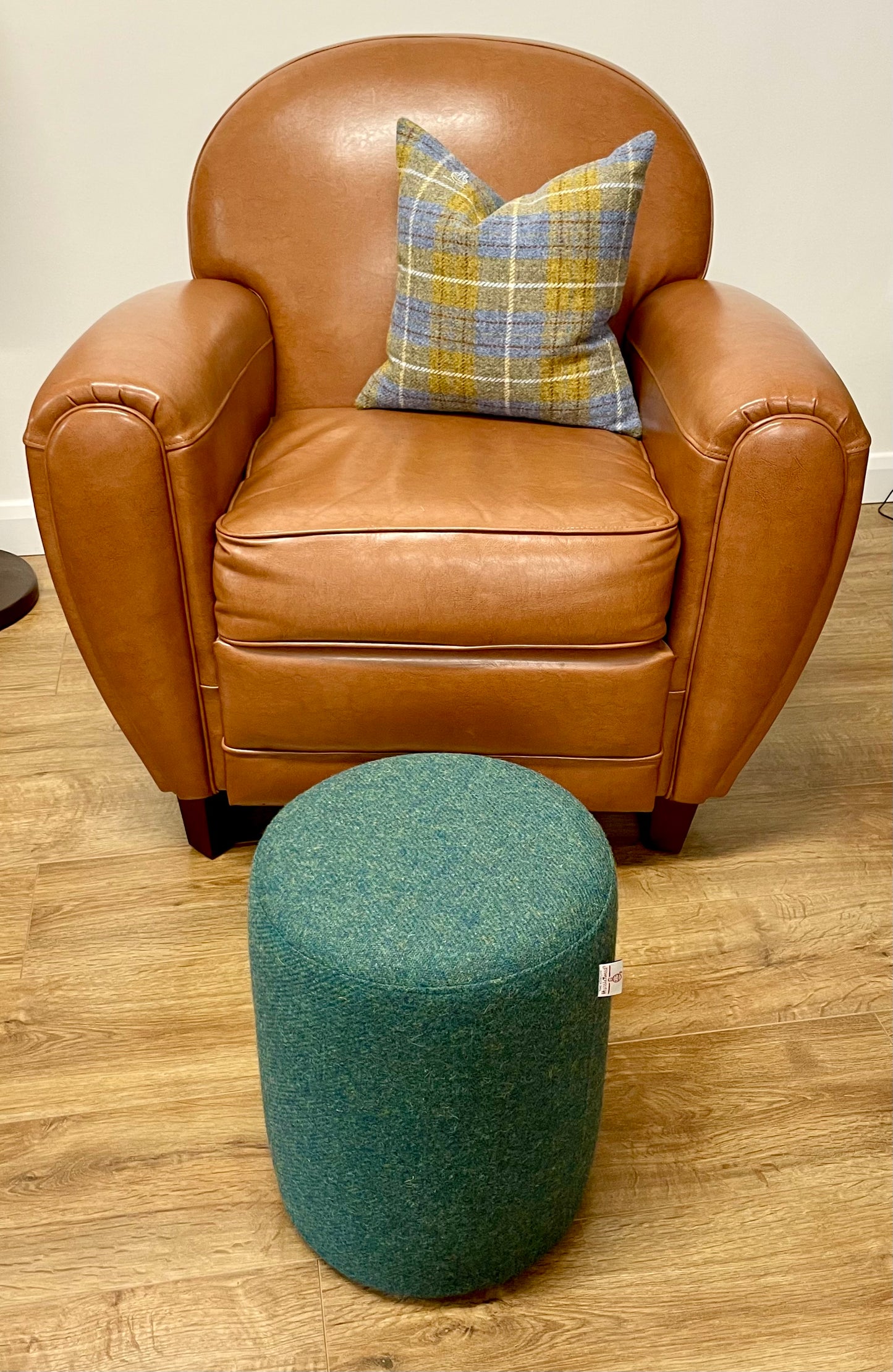 Deep Green Harris Tweed Small Floating Footstool