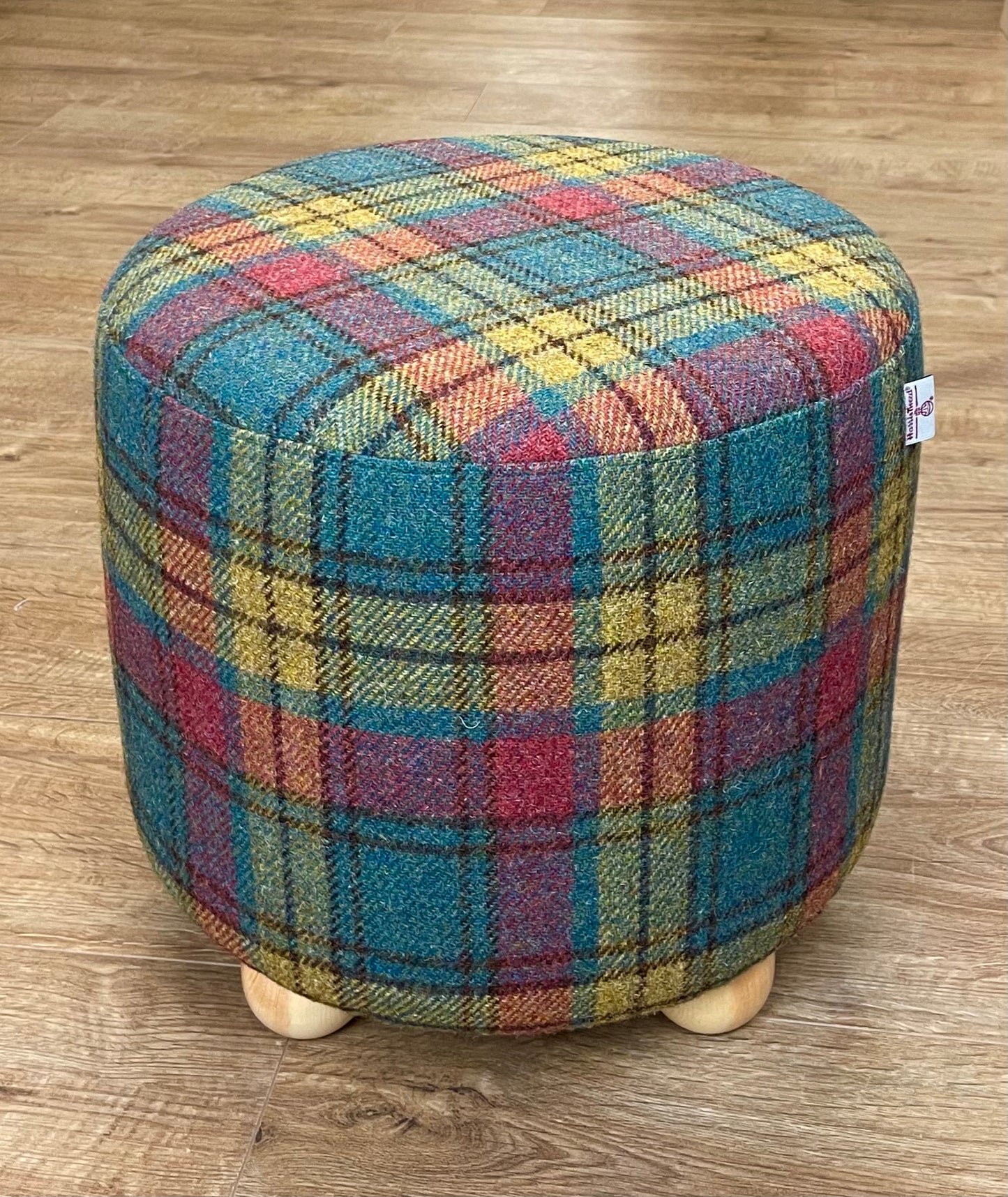 Tartan Harris Tweed Stumpy Footstool