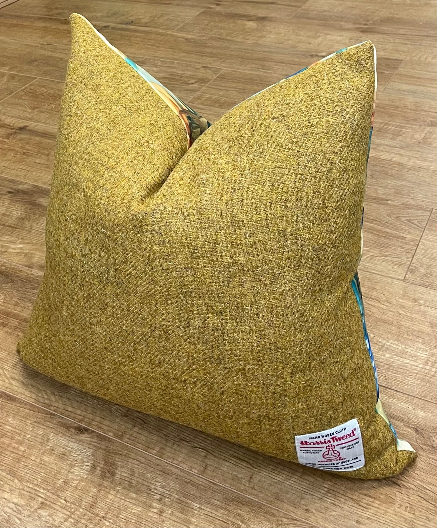 Sunflower Velvet and Mustard Harris Tweed Cushion 20”