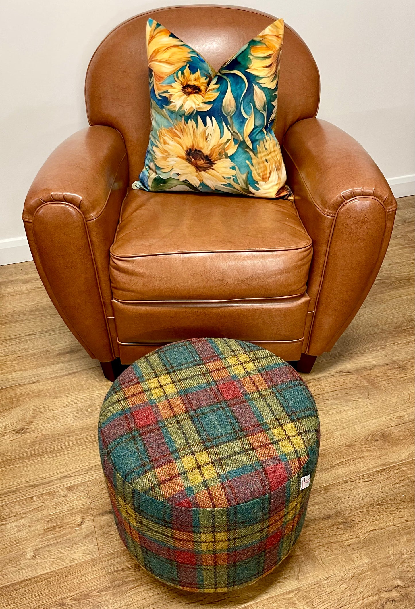 Sunflower Velvet and Mustard Harris Tweed Cushion 20”