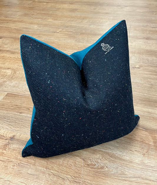 Special Edition Harris Tweed Black and Teal Orb Cushion - 18"