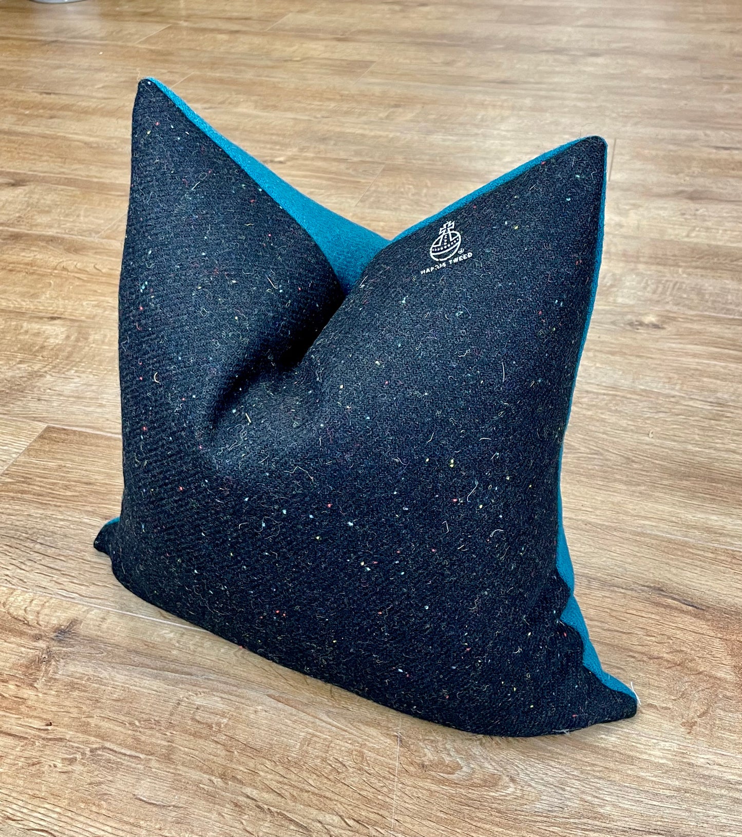 Special Edition Harris Tweed Black and Teal Orb Cushion - 18"