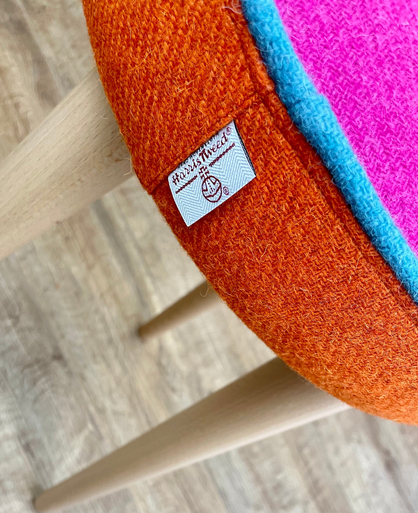 Rainbow Harris Tweed Stool with Piping Detail