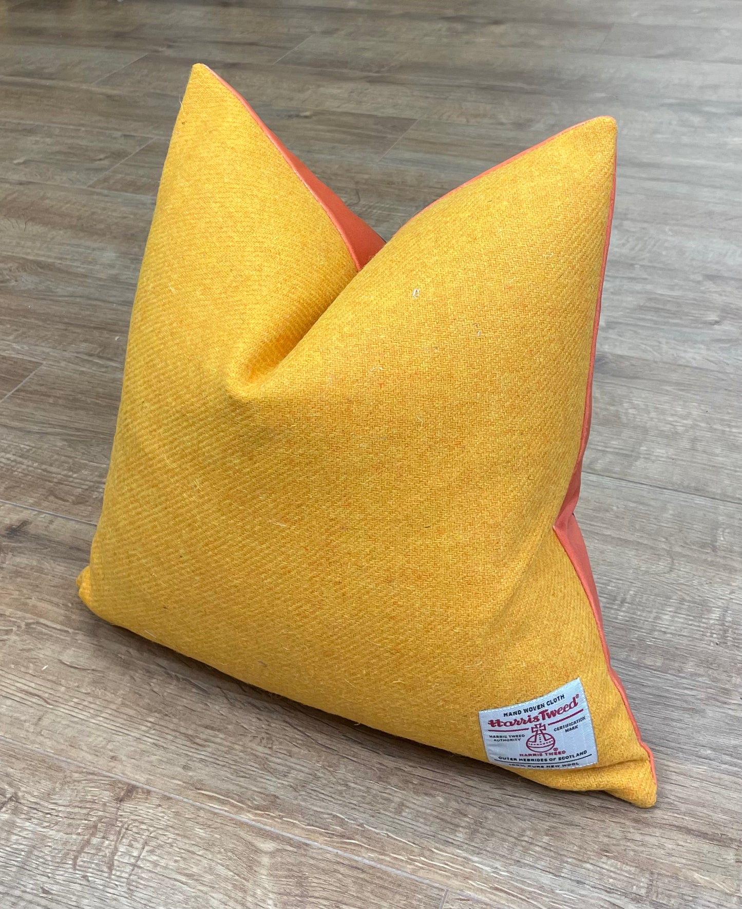 Bumble Bee Velvet and Yellow Harris Tweed Cushion 18”