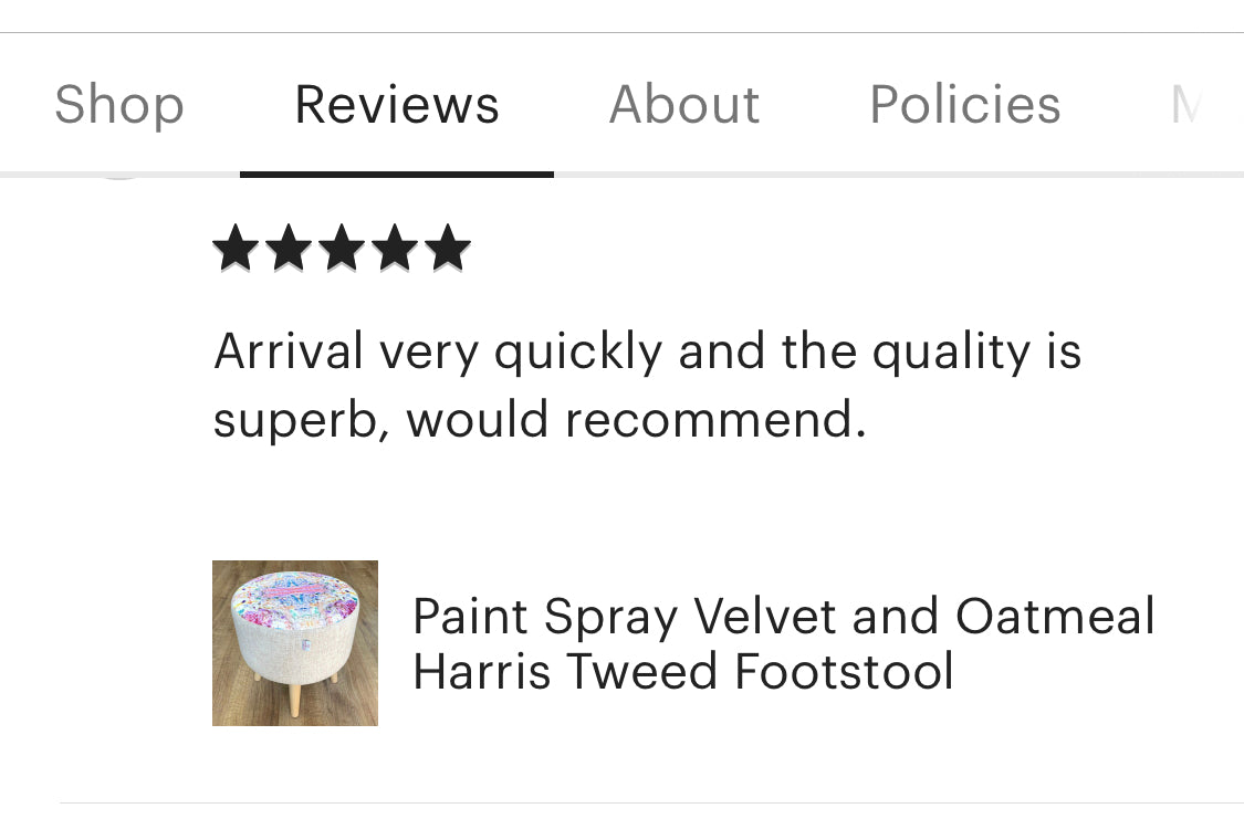 Paint Spray Velvet and Oatmeal Harris Tweed Footstool