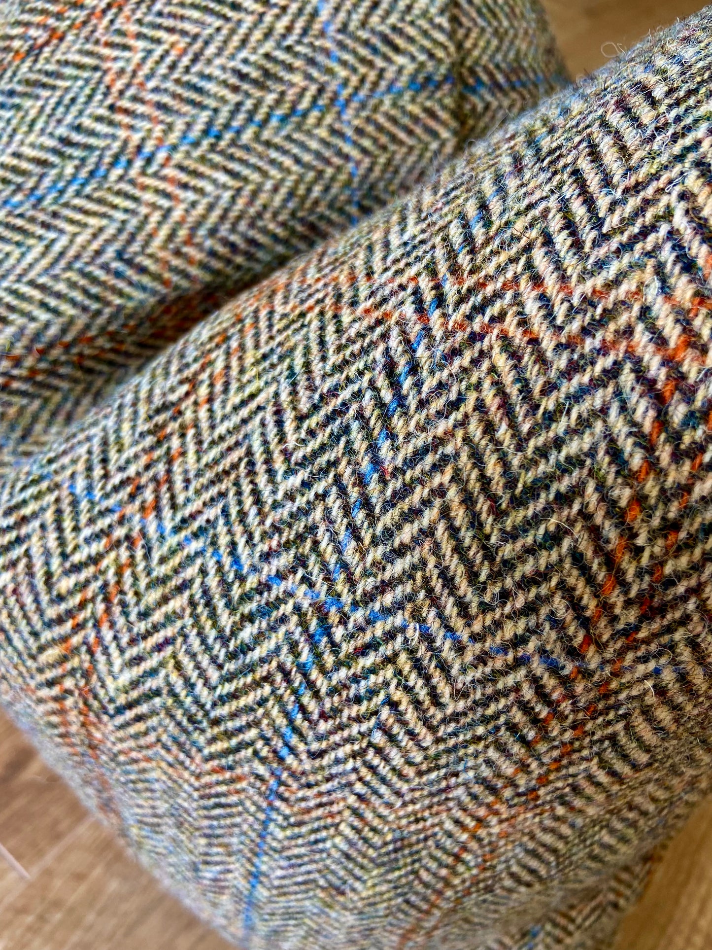 Harris Tweed Herringbone Overcheck Square Cushion - Handmade, 18”