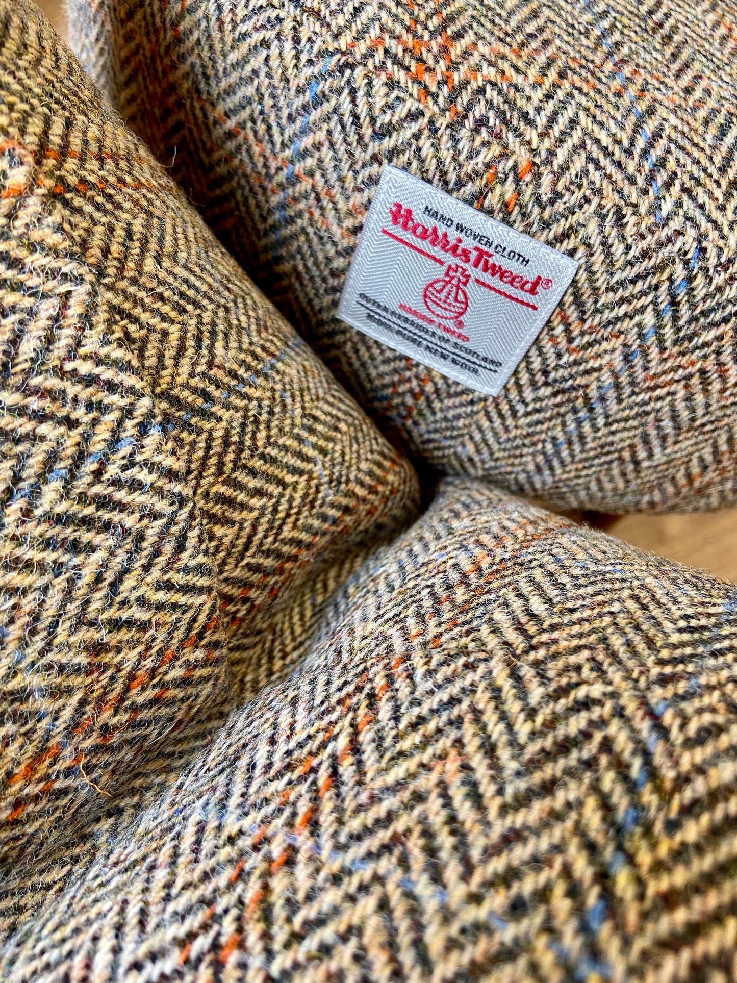 Harris Tweed Herringbone Overcheck Square Cushion - Handmade, 18”