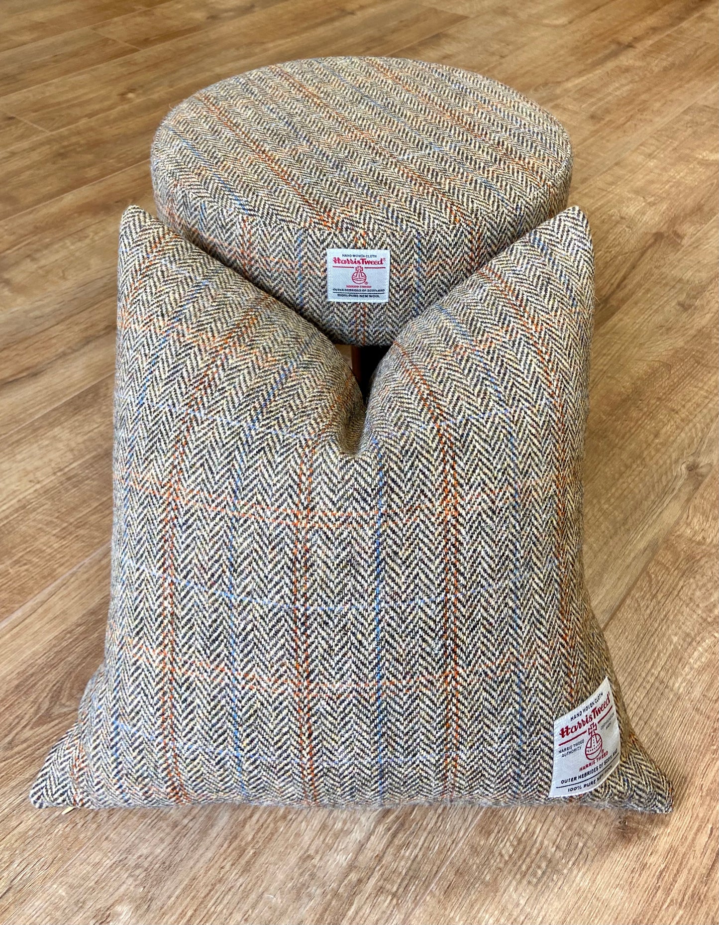 Harris Tweed Herringbone Overcheck Square Cushion - Handmade, 18”