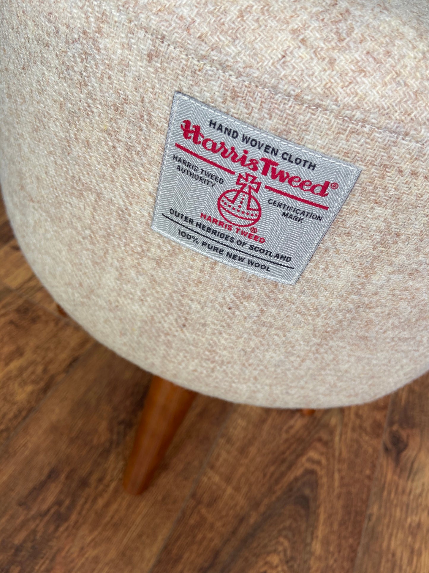 Oatmeal Cream Harris Tweed Classic Footstool