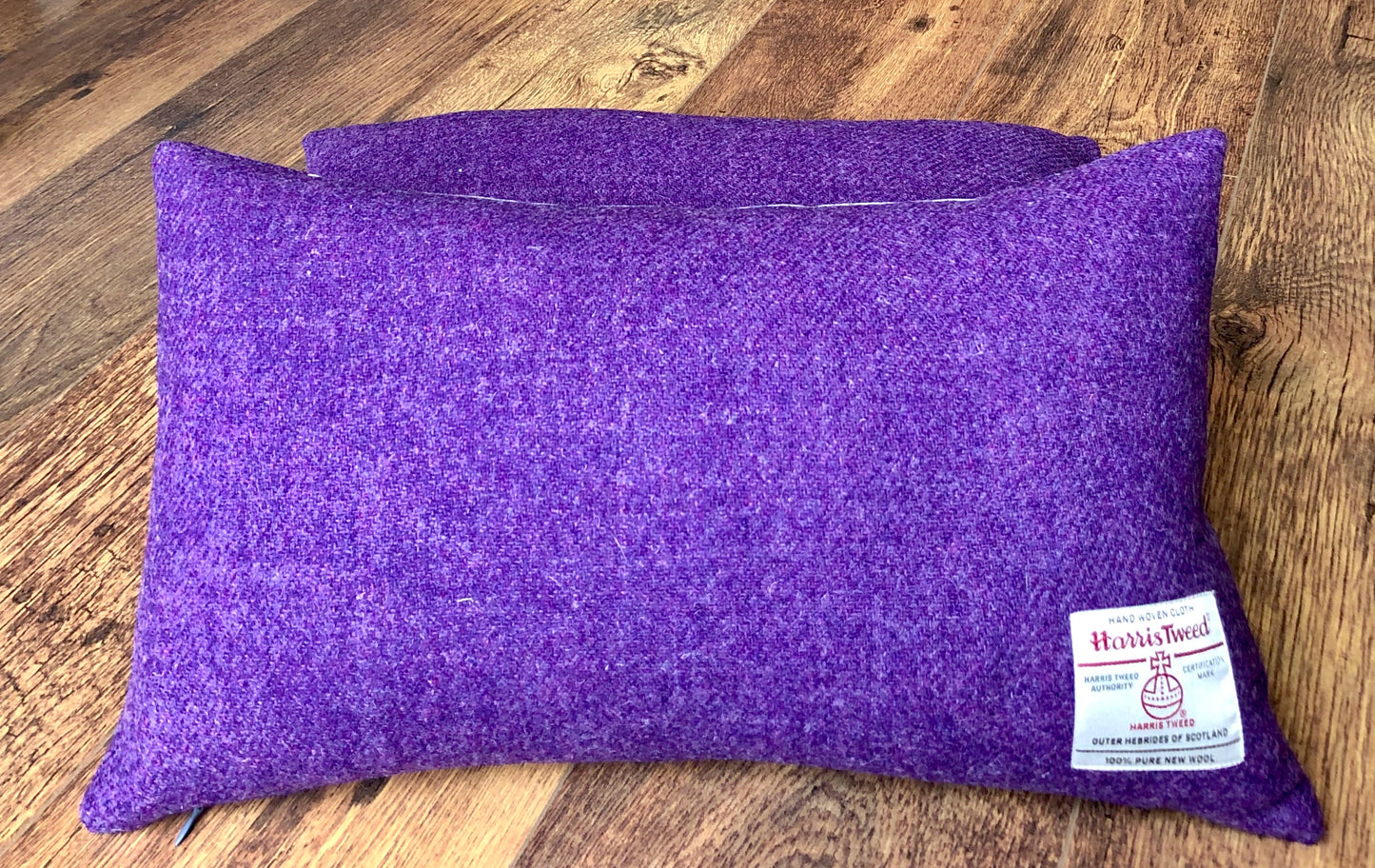 Scottish Watercolour Thistle with Purple Harris Tweed Oblong Cushion
