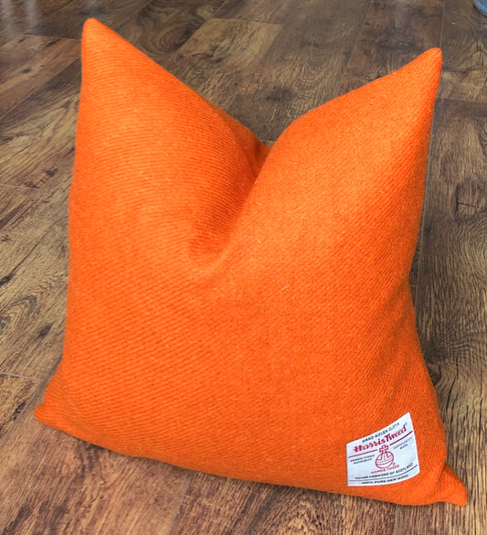 Orange Harris Tweed Cushion 18”: Handmade