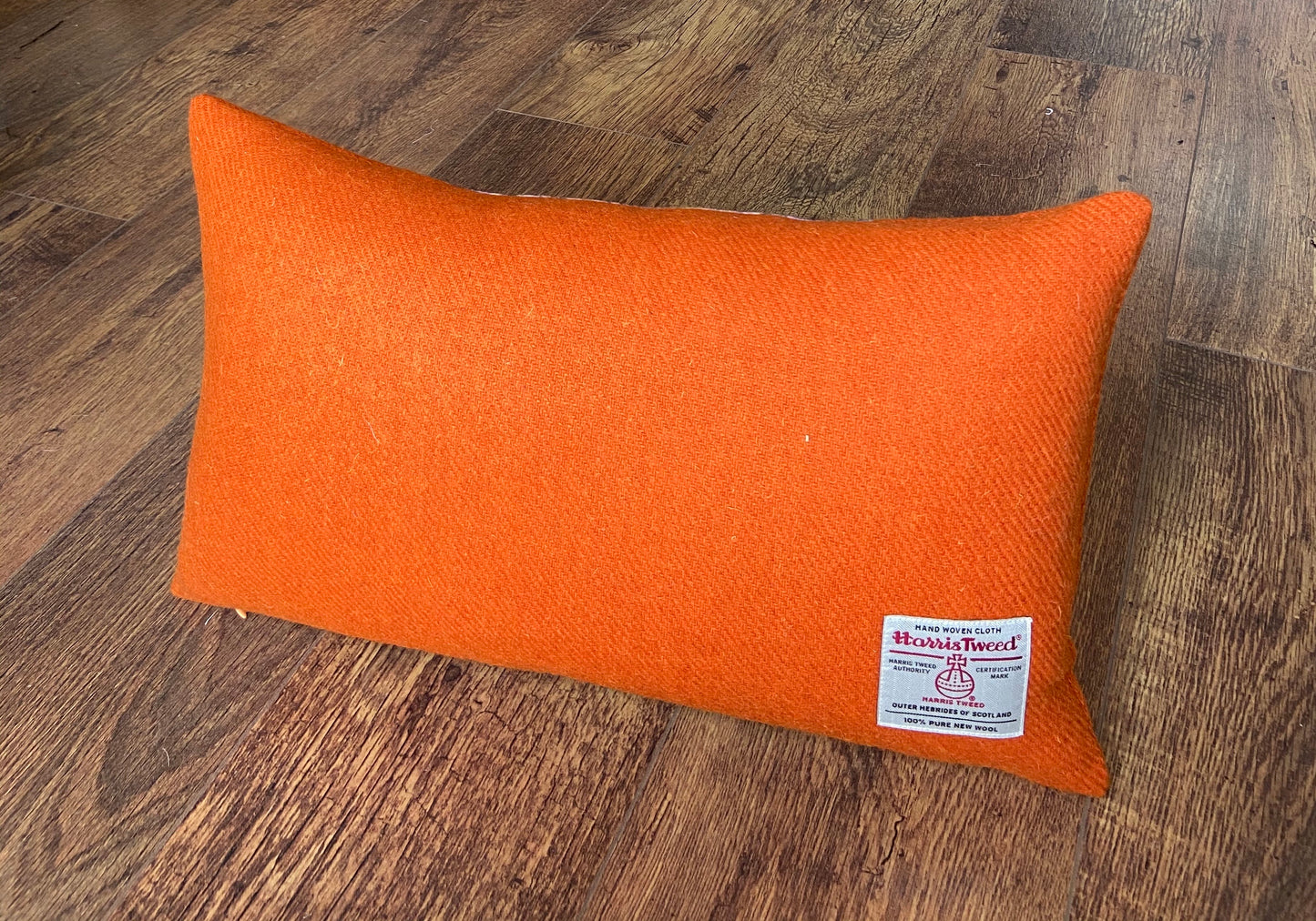 Handmade Highland Cow and Orange Harris Tweed Cushion