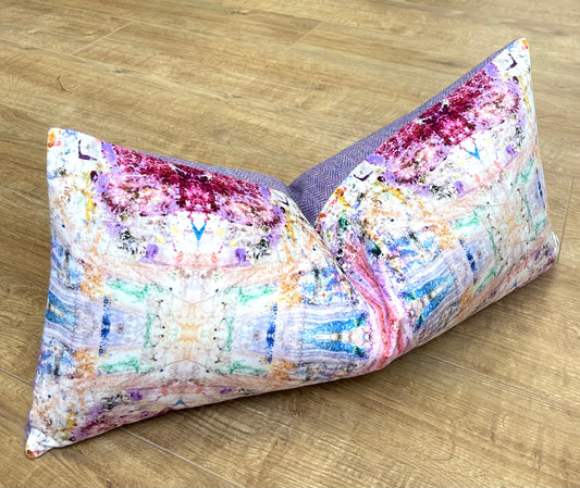 Paint Spray Oblong Cushion with Harris Tweed