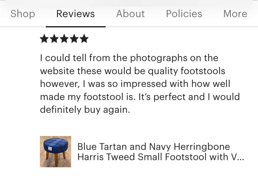 Small Tartan and Navy Blue Herringbone Harris Tweed Footstool